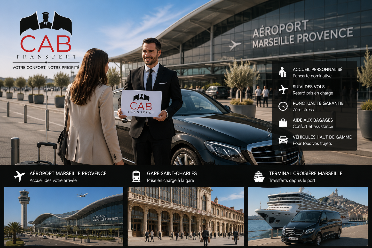 Chauffeur privé Marseille transfert aéroport Marseille Provence